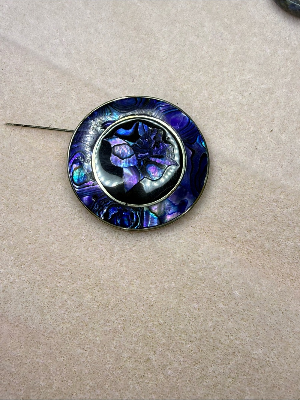 Iridescent Blue-Purple Abalone Floral Brooch - Women Jewelry- Sterling silver